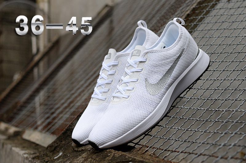 Women Nike Dualtone Racer White Silver Shoes - Click Image to Close